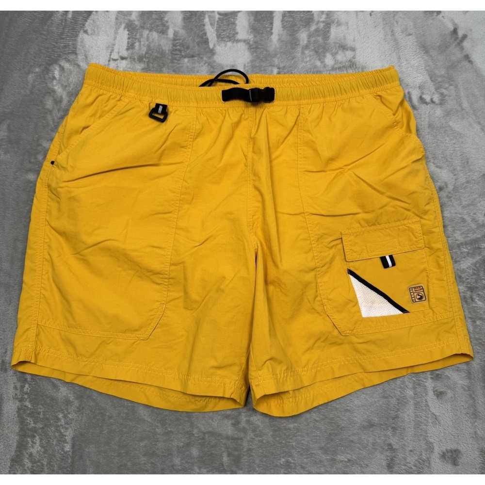 Eddie Bauer Shorts Mens 2XL Tall 2XLT Yellow Nylon Swim Trunks Fishing Vintage